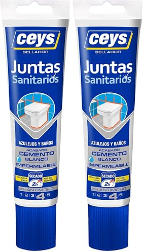 Ceys - Sellador para Juntas baños y azulejos - Color Blanco - Sella y repara - 125ML (Paquete de 2)