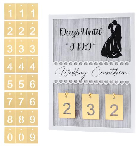 URROMA Hochzeits-Fanschild, Hochzeits-Countdown-Kalender, Tage bis I Do, Verlobungsgeschenke für Paare, Valentinstag, Jahrestag, 20 x 15 cm