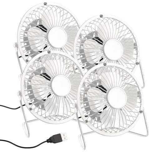 Sichler Haushaltsgeräte PC Ventilator: 4er-Set Mini-USB-Tischventilatoren, Vollmetall, neigbar um 360°, 2,5 W (Ventilator für Büro, Kleiner USB)