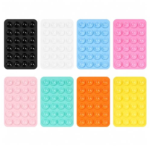 ARYIMYDP 8 Stück Handy Saugnäpfe Silikon Handy Kleber Rückseite Saugnapf Noppen Halter für Mobile Stromversorgung Selfies und Videos (8 Farben)