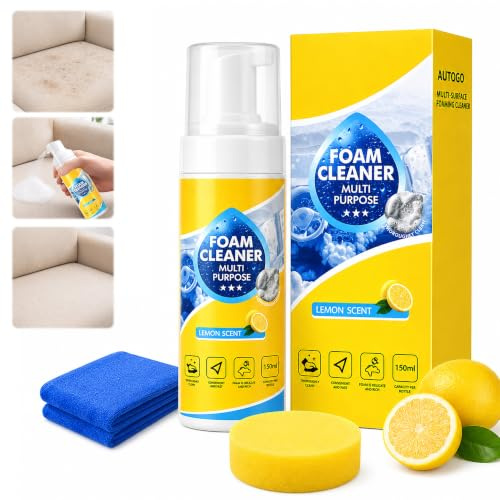 Foam Cleaner, Multi-Enzyme Foam Cleaner Spray, 4-in-1 Carpet Cleaner Spray & Car Interior Foam Cleaner, Heavy-Duty No-Rinse All-Purpose Cleaner for Car Interior, Bathroom & Sofa, Car Seat Cleaner