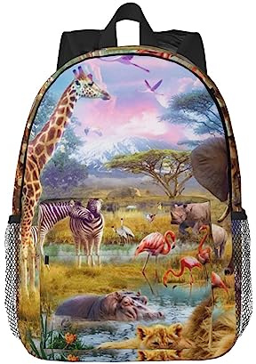 Wild Animals Printed Laptop Backpack,Lightweight Waterproof Travel Daypack Ergonomic Backpacks 15 Inches