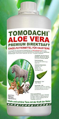 Tomodachi Aloe Vera für Pferde, Futterzusatz, Nahrungsergänzung Pferd, reines Naturprodukt ohne Chemie, Aloe Vera Premium Direktsaft aus dem Innengel frischer Aloe-Vera Pflanzen 500ml