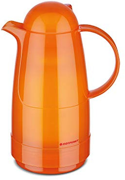 ROTPUNKT Isolierkanne 200 Christine 0,5 l | Zweifunktions-Drehverschluss | BPA-frei - gesundes Trinken | Made in Germany | Warm + Kalthaltung | Glaseinsatz | Glossy orange
