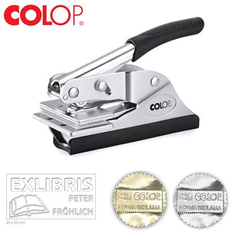 Colop Personalisierter Prägestempel – Individuelle Prägepresse für Papier – Perfekt für Bibliotheken, Hochzeitseinladungen und Notarsiegel (25 x 50 mm, Schwarz, Edelstahl)
