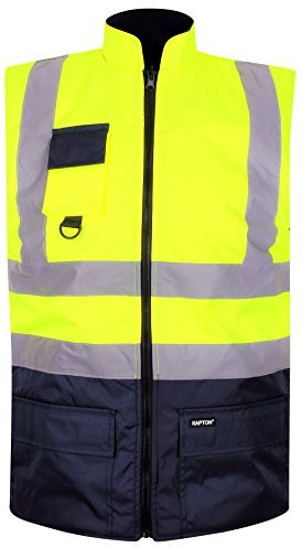 HuntaDeal Hi Viz Bodywarmer for Men - Fleece Lined Reversible High Vis Vest | Waterproof & Reflective Hi Vis Body Warmer Vests for Men | Safety Wear for Work