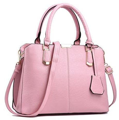 Pahajim Handtasche Damen Umhängetasche PU Ledertasche Tote Bag Damen Schultertaschen Mode Frauen Taschen mit Anhänger Messenger Tasche für Arbeit Einkaufen Party Reisen(Pink)