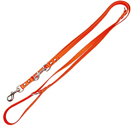 Schecker Orginal Biothane® Verlängerungsleine Hundeleine 3 Fach verstellbar 2,2 Meter lang 13mm Orange