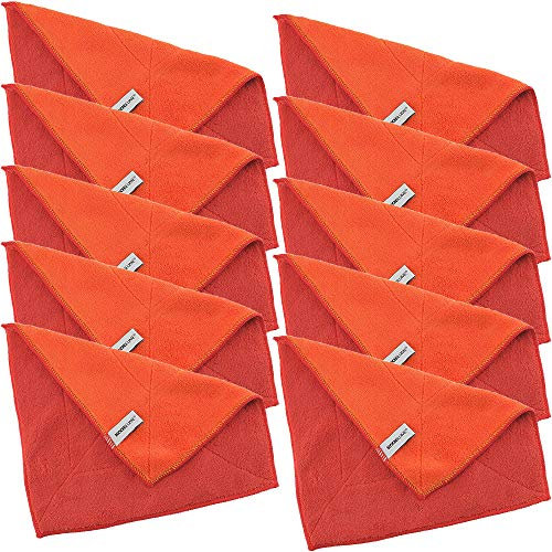 Kochblume 1-3-5-10er Set | Microfasertuch Putztuch 30 x 30cm, Aufnahmefähigeit bis ca. 300 ml | In der bunten Box (rot-orange, 10er Set)