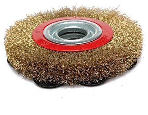 Katigan 1Pcs 8 Inch 200mm Steel Flat Wire Wheel Brush with 10pcs Adaptor Rings for Bench Grinder Polish