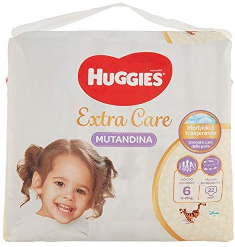 Huggies Extra Care, Windeln, Größe 6 (16-30 kg), atmungsaktiv, sehr saugfähig, Disney-Design, 22 Stück