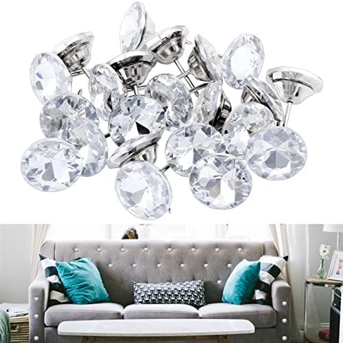TsunNee Kristallkopf-Polsternägel, dekorative Polsternägel für Sofa, Bett, Kopfteil, Wand, Möbel, DIY, Basteln, Dekoration (20 mm, Silber)