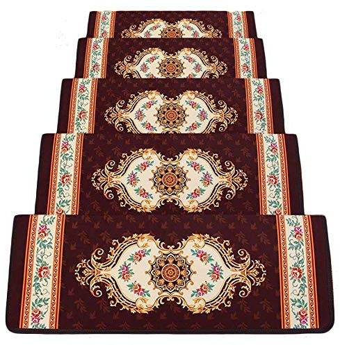 WJHCDDA Stufenmatten Teppich Stufenmatten Treppen-Teppich Treppenmatten Selbstklebend Anti-Rutsch Rechteck 5 Größen 3 Farben Europäischer Stil (Color : B, Size : 5pcs90x24x3cm)