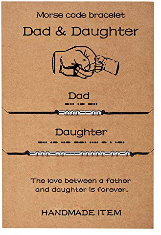 Ldurian Bracelet à code morse, pour papa, maman, frère, sœur, fille, fils, ami, cordon réglable, perles assorties à message secret, taille M, acier inoxydable, titanate de strontium