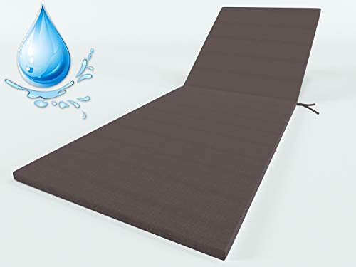 ALOHA Liegenauflage Auflage Polster für Gartenliege Liegestuhl Sonnenliege Liege Kissen Sonnenliege Strandliege (Wasserabweisend Braun/ 190x54x4cm / 1 Stück)