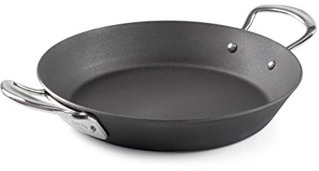 Professional Seasoned Carbon Steel Range Frying Pan, Balti Dish and BBQ Melting Pot, Indestructible Construction for Cooking any Dish Made in England (Frying Pan, 6/16cm) (10 Paella Pan)