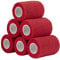 Haftbandage Verband Selbstklebender 7,5cm x 4,5m, 6 Rollen Fixierbinde Selbsthaftend Kohäsive Bandage für Erste Hilfe Dog Tierarztwickelband Sport Elastische Binde für Handgelenk, Füße (Rot)