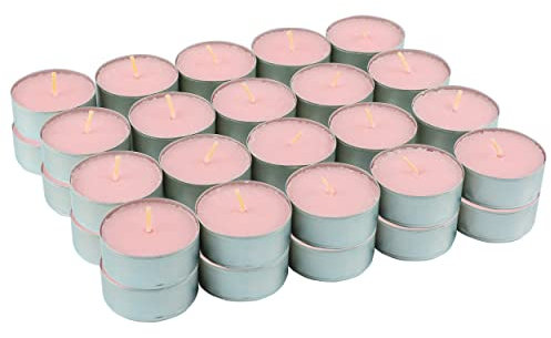 40 Stück Duftkerzen Teelichter Erdbeere mit Sahne Duft, Rosa Duftteelichter Erdbeere mit Sahne