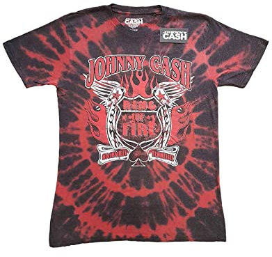 Johnny Cash T Shirt Ring of Fire Logo Nue offiziell Unisex Tie Dye Rot L
