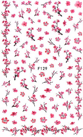 DIY For Manicure Summer Sliders Cherry Blossoms 3D Water Transfer Nail Art Sticker Pink(F129)