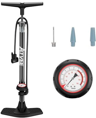Bike Pump, 25” Height Full Size Bicycle Pump with 160 PSI High Pressure, Bike tire Pump with Presta and Schrader Valve, Bike Air Pump for Bike Tires, Balls and Swimming Ring,Bike Pumps with Psi Gauge
