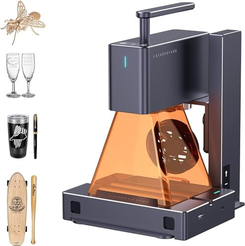 LaserPecker LP2 Laser Graviermaschine mit Schutzhülle, Tragbare Laser Gravierer Laser Cutter 450 nm Halbleiter-Blaulicht, 600mm/s (LP2 Pro)