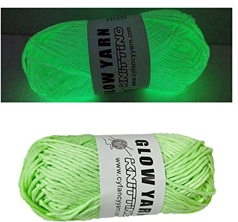 XIRUJNFD Glow in The Dark Yarn, 3 Rolls DIY Glow Yarn, Glow in The Dark Yarn for Crochet, Glow Yarn for Knitting, Crocheting, Crafts Sewing Beginners (Med Green,1 Rolls)