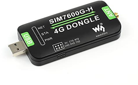 Waveshare SIM7600G-H 4G DONGLE, with Antenna, Compatible with Windows/Linux