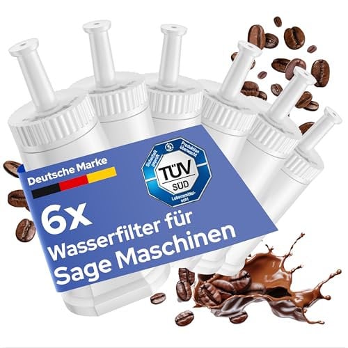 MILUX 6x Ersatzwasserfilter für Sage [TÜV ZERTIFIZIERT] - Für Sage Barista Pro/Touch/Express/Oracle/und viele mehr - Ersetzen SES008 / SES810 / SES875 / SES880 / SES920 / SES980 / SES990