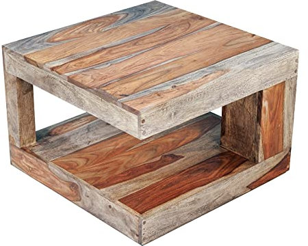 riess-Ambiente.de Massiver Couchtisch Giant 60cm Sheesham Smoke Finish handgefertigt