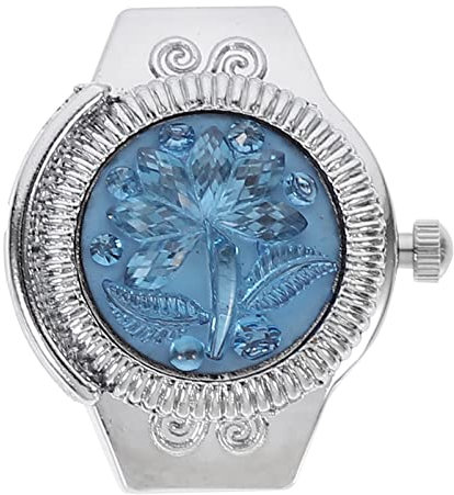 Gatuida Finger Uhr Geburtstag Verstellbare Rose Clamshell Dame Muster Flip Valentinstag Schmuck Cover Unisex Up Ring Vintage Stilvolle Uhr Ring Watch