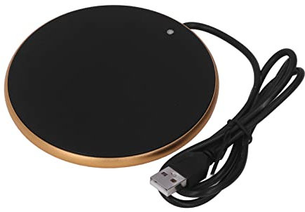 Wakects Chauffe-Tasse USB Chauffe-Tasse de Bureau avec sous-Verre Chauffant Intelligent à Température Constante de 55 °C pour Boisson Chaude à la Maison et au Bureau Ø10,3 Cm (Or)