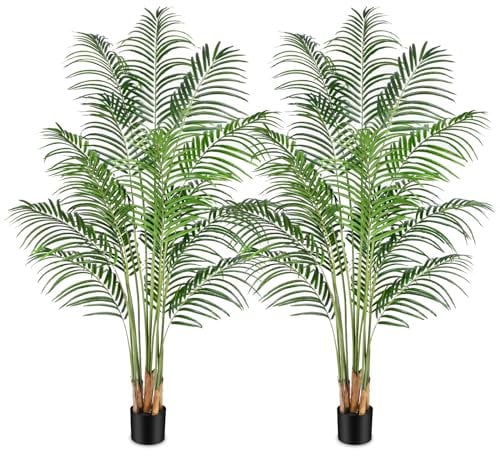 Keeplush Künstliche Pflanzen groß 180cm Kunstpflanze im Topf Plastik Künstliche Palme wie echt Fake Pflanzen deko für Wohnzimmer Balkon Schlafzimmer Büro Perfektes Einweihungsgeschenk (2Pack)