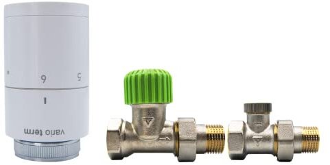 VARIO TERM Thermostatisches Set Econ 1/2 GeradeThermostat-Set Heizung Energiesparend Heizkörperthermostat-Zubehör, Heizungsthermostat Thermostatventil Thermostatkopf Thermostat Heizkörperventil