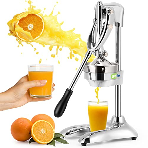 Luzrise Manuelle Saftpresse, Handpresse, professionelle Zitruspresse, Arbeitsplatte, Metall, Orangen-, Zitronen-, Granatapfelpresse für den gewerblichen Gebrauch zu Hause, Restaurant (Edelstahl,