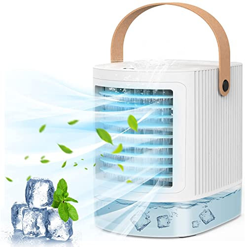 3 In 1 Mini Portable Air Conditioner, Mini Air Cooler Humidifier Usb Powered Evaporative Air Cooling Fan, Humidifier Fan Cooler With 3 Speeds 7 Colors Evaporative Coolers For Room Desktop Office 5w