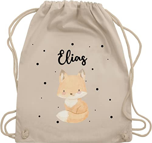 Turnbeutel Rucksack - Tiere - Süßer Fuchs - Unisize - Naturweiß - kindergarten beutel personalisierter stoffbeutel kinder personalisierte geschenke kita beuteltasche