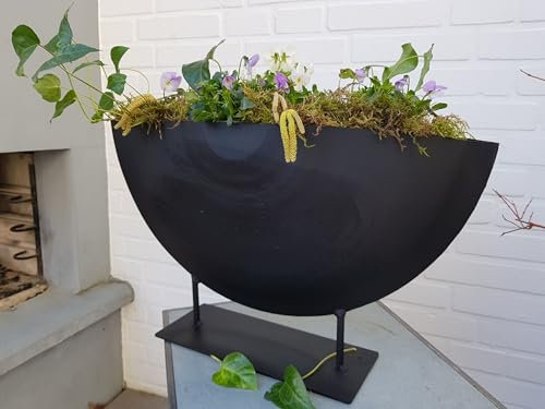 KUHEIGA Dekoschale Breite: 59 cm Blumentopf Schale Metallschale Pokal Pflanzschale
