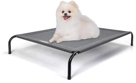Nobleza Hundeliege Outdoor, Erhöhtes Hundebett Kleine Hunde, für Draußen Camping, Kühlendes Erhöhtes Hund Haustierbett, Haustierliege Waschbar und Robuster, Grau, S, 87x65x20CM