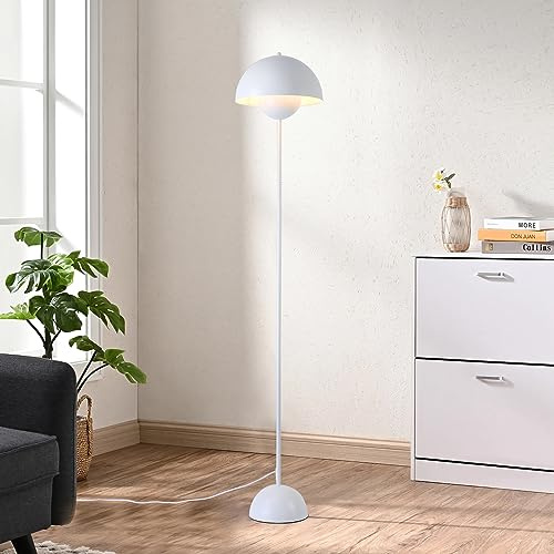 Mid Century Tall Standing Floor Lamp, White Bud Modern Bright Floor Lamps for Living Rooms & Bedrooms, Lighting Lamp Metal Floor Lights for Corner illumination-E27 Socket(No Bulb)