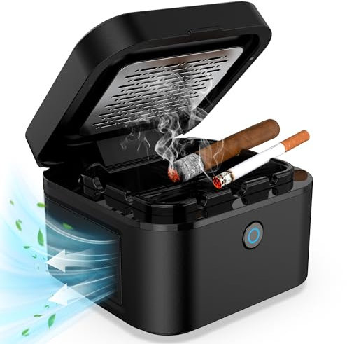 VANSU Purificateur d'air multifonction 2 en 1 sans fumée pour fumeur de cigarettes, filtre HEPA réduisant la fumée, cendrier de fumée rechargeable par USB pour la maison, le bureau, la voiture (AP070)