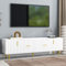 Merax TV Lowboard für 70-Zoll-Fernseher, TV Schrank mit 2 Türen und 2 Schubladen, Moderner TV Sideboard, TV Board, goldene Griffe, Fernsehschrank für Wohnzimmer und Esszimmer, Weiß, 170 x 40 x 50 cm