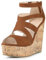 Allegra K Damen-Plateau-Peep-Toe-Sandale mit Riemchen und Reißverschluss hinten und Keilabsatz Braun 38