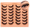 JIMIRE 14 Pairs Cat Eye Russian Strip Lashes Natural Look Like Eyelash Extensions D Curl Fluffy False Eyelashes Wispy 15MM Volume Faux Mink Lashes Pack