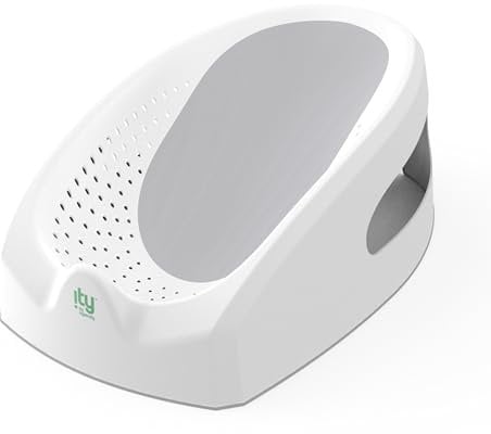 Ingenuity Easy Rinse Baby ergonomischer Badesitz, Baby Badewanne, Badewannensit, Rutschfeste Badehilfe für Neugeborene von 0 bis 6 Monaten, Grau