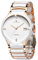 GUANHAO Keramik-Herrenuhren, schwarz-weißes Zifferblatt, Quarzuhrwerk, Kalender-Armbanduhren für Herren, Keramik-Band-Uhren für Herren, M-Whte Gold, modisch