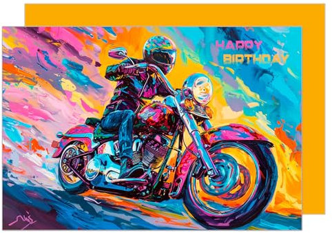 Edition Seidel Premium Birthday Card with Envelope Greeting Happy Birthday For Him or Her Friend Dad Grandpa Uncle Colleague Harley Motorbike (G3536 SW024)