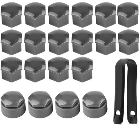 Aramox felgen Schrauben Abdeckung Radschraubenabdeckung, 20 Stück, 17 Mm Mutter, Autorad, Autonabenschraubenschutz, Diebstahlschutz-Abdeckkappe (Grey)