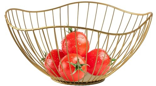 Bexdug Cesta de alambre para cuenco, frutero de encimera,Cuenco de cesta de alambre moderno para aperitivos | Tazón de organización del gabinete para servir alimentos para naranjas, plátanos, limones,