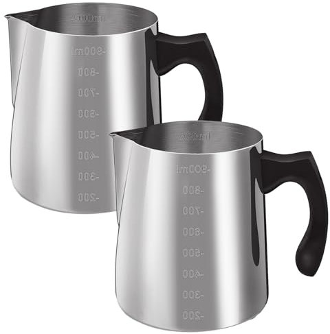 AHAQU 2PCS Candle Wax Melting Pot, 900ml Stainless Steel Candle Making Pouring Pot with Heat-Resistant Handle, Dripless Pouring Pitcher for Candle Making and Soap Making DIY Crafts